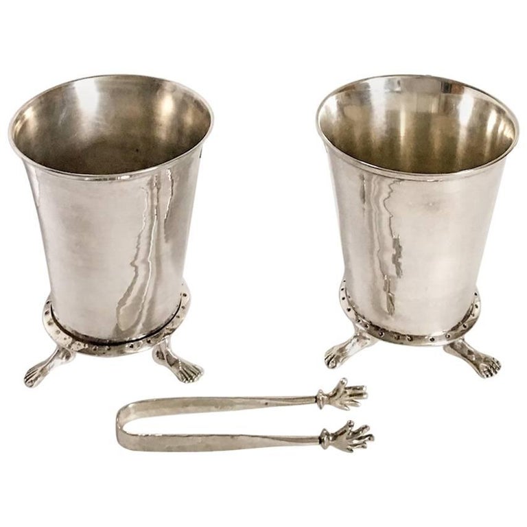 Original Michael Aram Hands and Feet Ice Bucket Pair with Tongs at