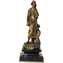 Étude d'une jeune femme par Edouard Drouot, bronze doré