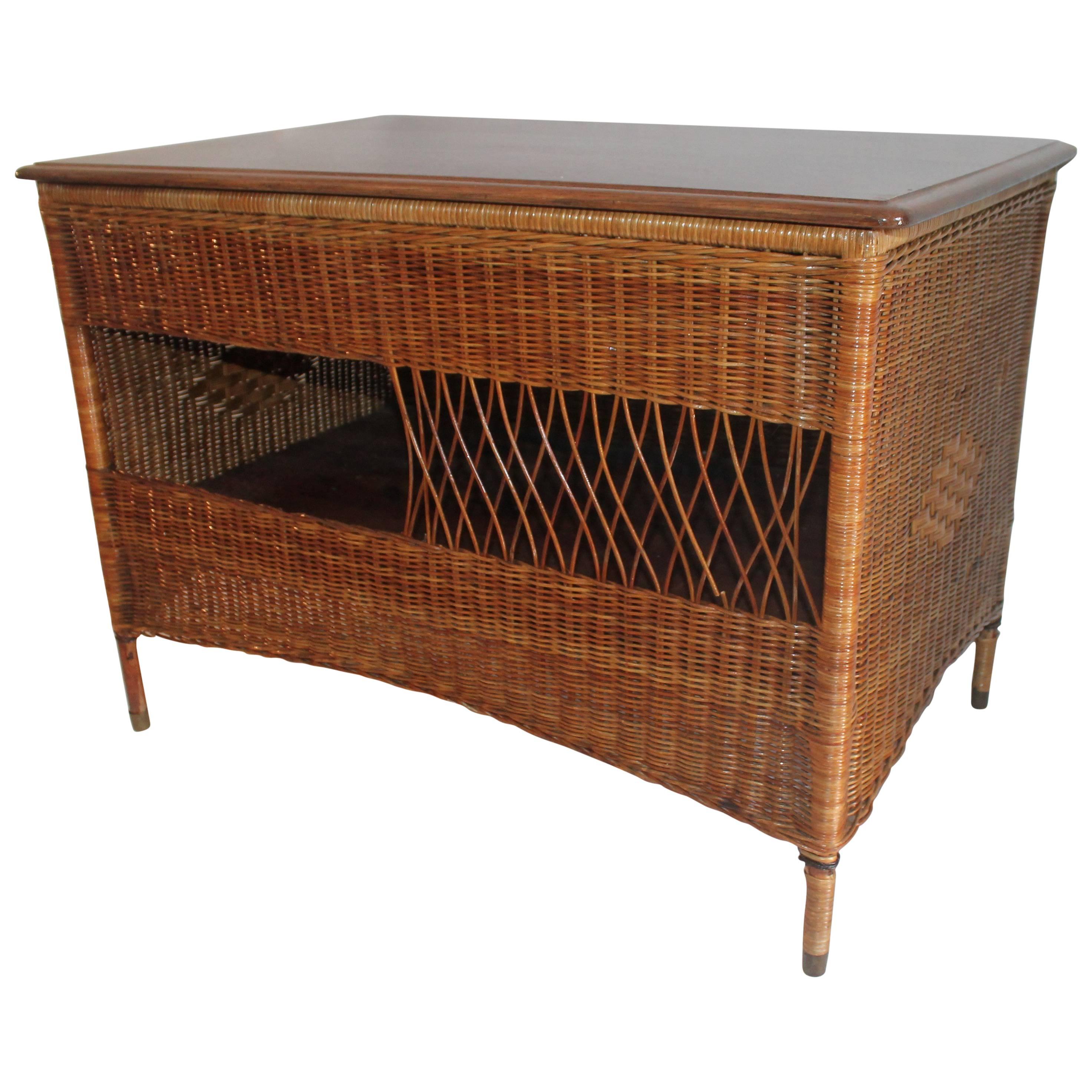 Wicker Work Table with Lift Top