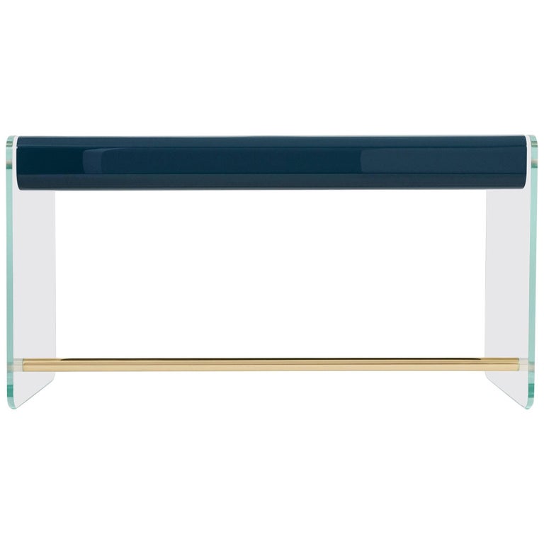 Bureau Marcello in Glass, Gloss Lacquer and Brass, with Velvet and Ebony  Drawers at 1stDibs | glass lacquer