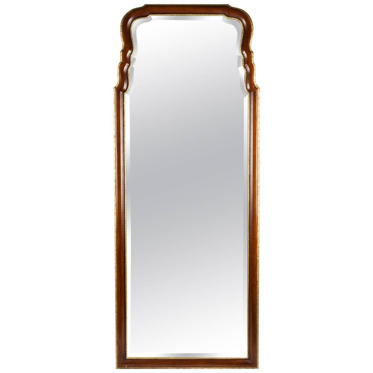 Vintage Mahogany Wood Framed Hanging Wall Mirror at 1stDibs