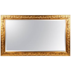 Retro Italian Gilded Wood Framed Hanging Bevelled Mirror