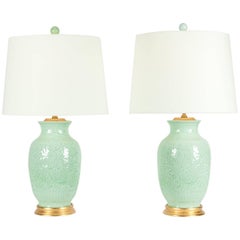 Midcentury Porcelain Pair of Table Lamps
