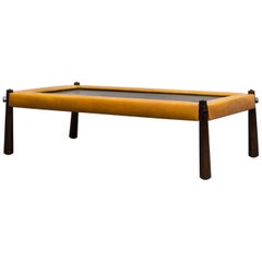 Percival Lafer Slate and Leather Coffee Table