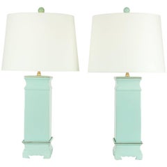 Mid-Century Modern Art Deco Style Porcelain Table Lamps