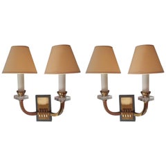 Pair of French Neoclassical Sconces by Jacques Adnet, 1950s