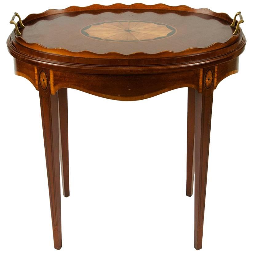 Vintage Mahogany Tray Top Serving Side Table