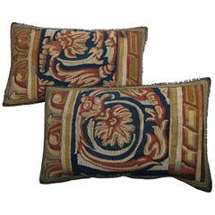 Pair of Antique Brussels Tapestry Pillows, circa 17th Century 1429p 1430p