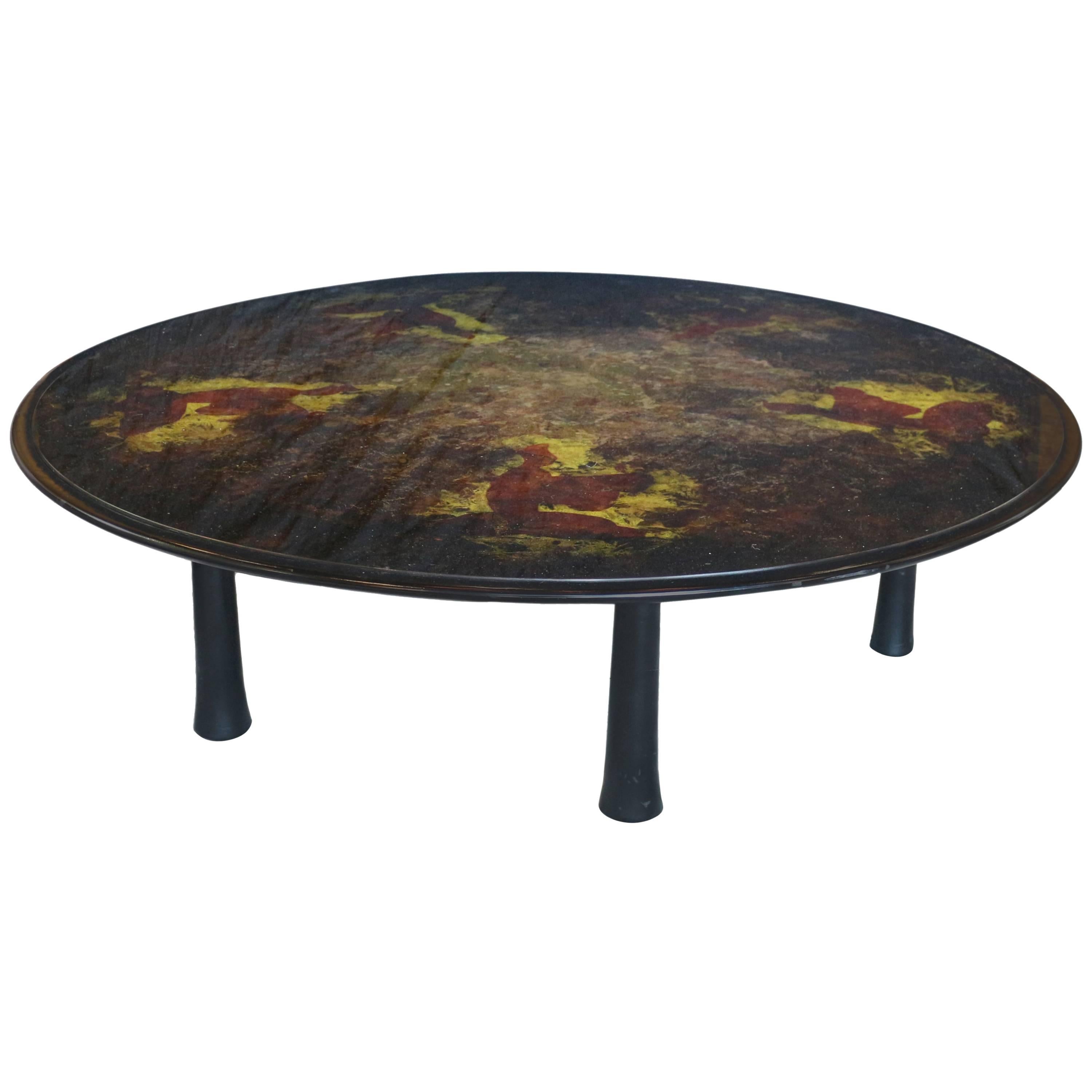 Monumental Round Églomisé Cocktail Table