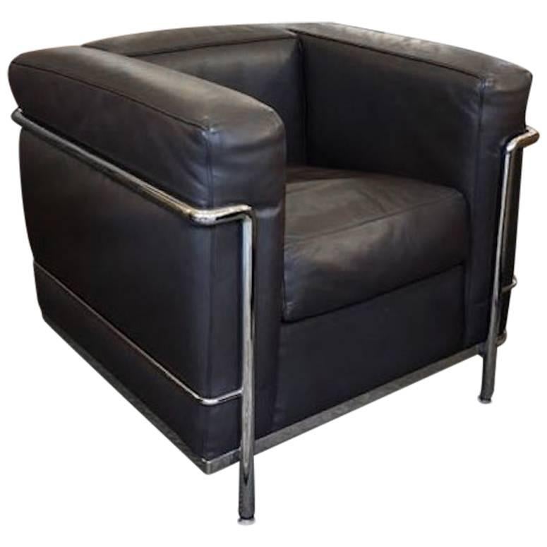 Cassina Le Corbusier LC2 Poltrana Leather Armchair For Sale