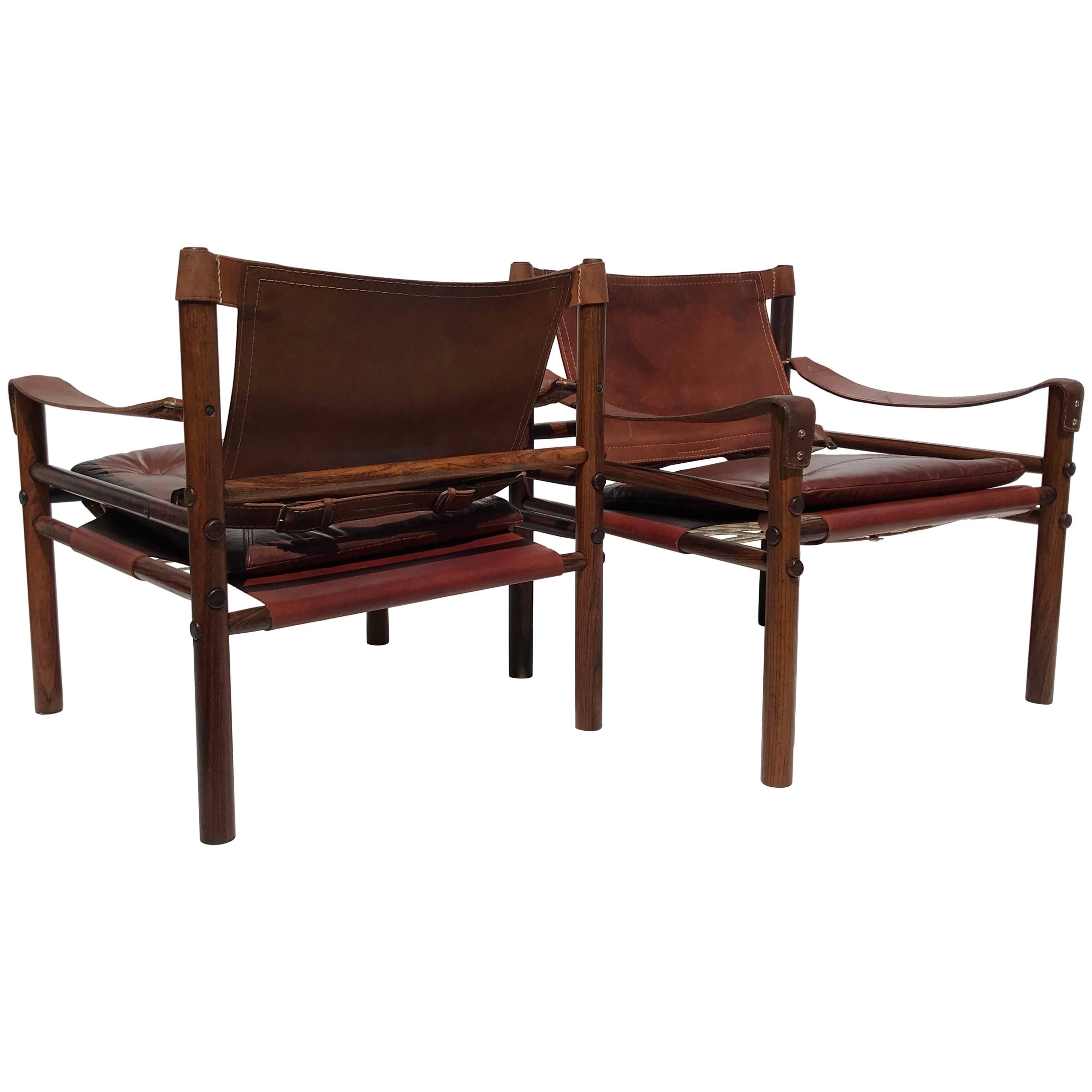 Pair of Arne Norell Rosewood Sirocco Safari Chairs