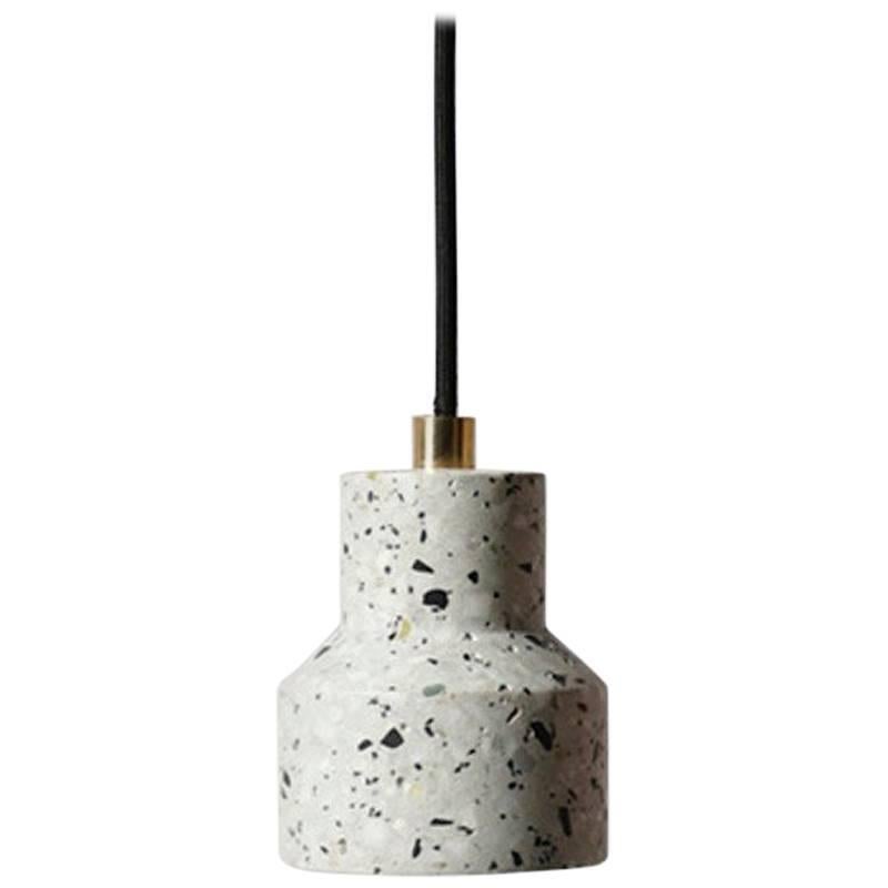 Pendant TU, White Terrazzo and Concrete Pendant Lamp For Sale