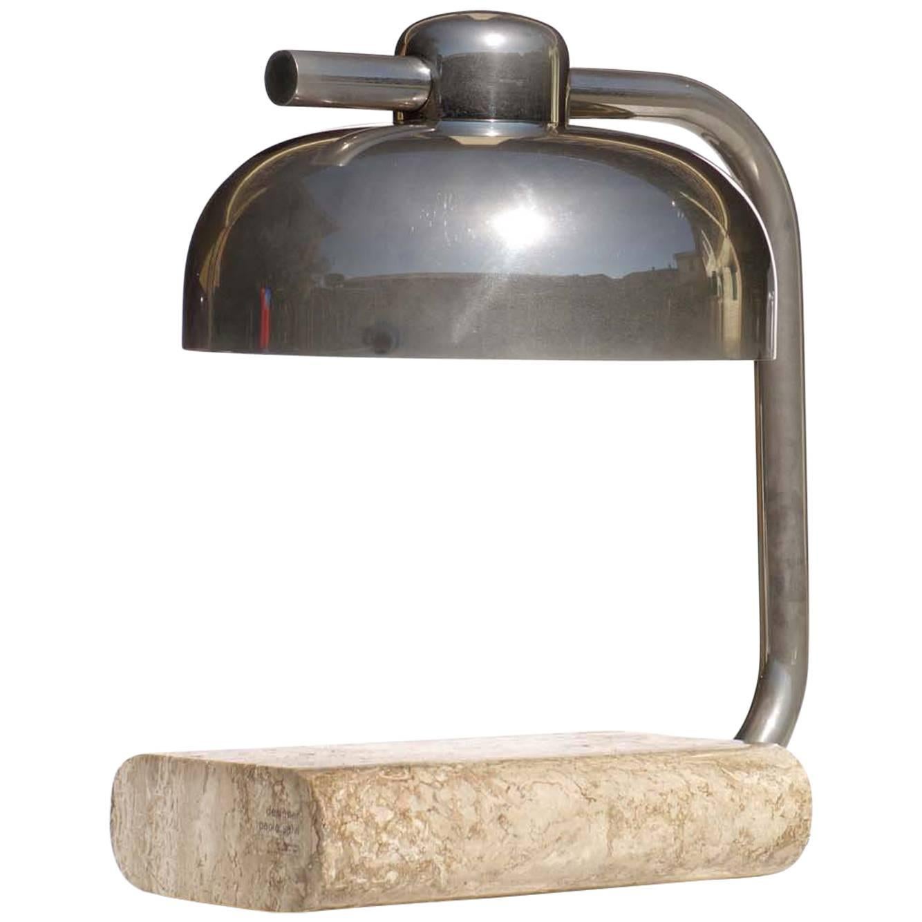 1970s Italian Design by Paolo Salvi Travertine Marble Table Lamp