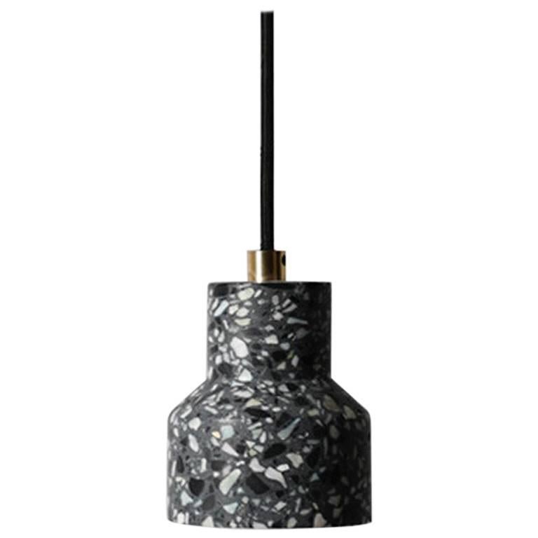 Pendant TU, Black Terrazzo and Concrete Pendant Lamp For Sale