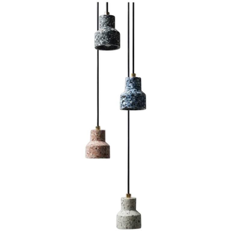 TU, Terrazzo and Concrete Pendant Lamp, Black, White, Red or Blue