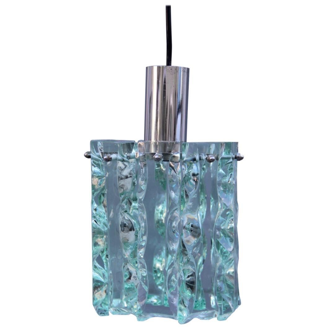 Luminaire de conception italienne minimaliste en cristal sculptural du milieu du siècle dernier en vente