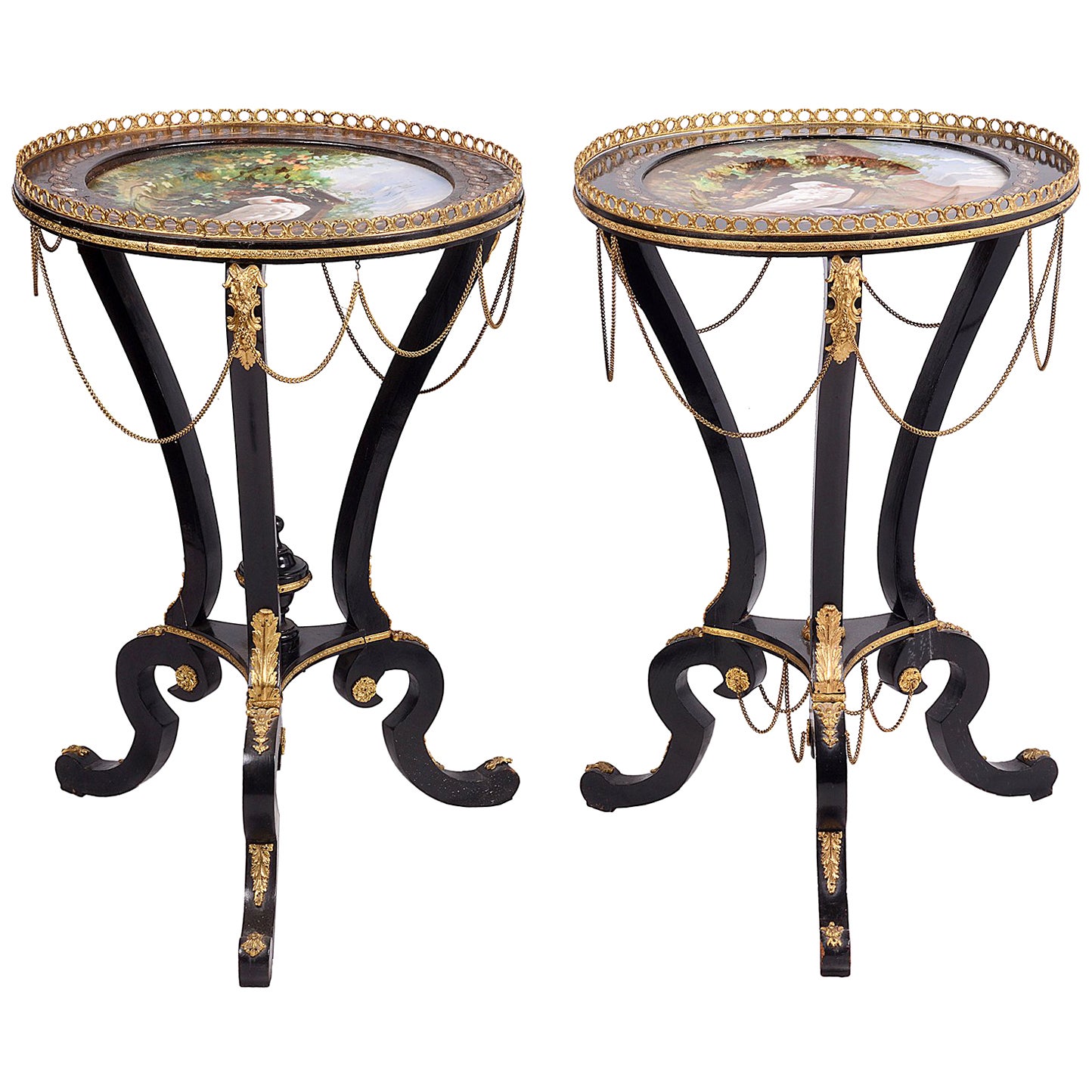 Pair 19th Century French Sèvres style Porcelain Tables For Sale at 1stDibs
