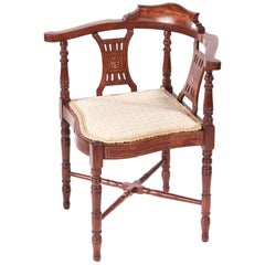 Antique Edwardian Mahogany Inlaid Corner Chair