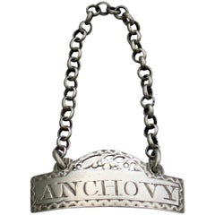 Antique George III Scottish Provincial Silver Sauce Label Anchovy, Aberdeen, circa 1790