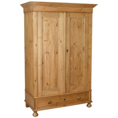 Antique Wardrobe, French, Pine, Compactum, Cupboard, circa 1900