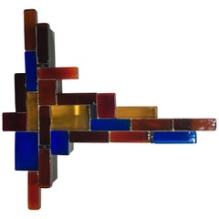 Massive Geometrical Multi-Color Murano Glass Sculpture Sconce