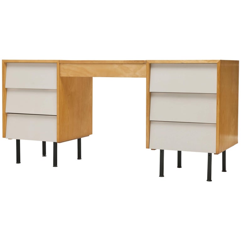 Early Maple Florence Knoll Louvered Chest of Drawers and Vanity or Desk