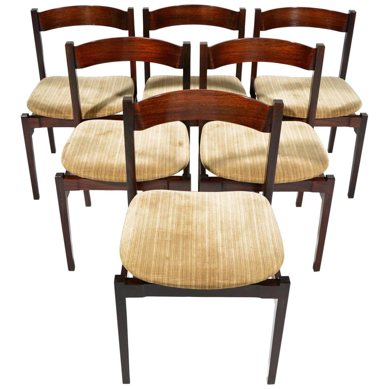 Six Gianfranco Frattini Rosewood Chairs Mod. 101 for Cassina, 1959