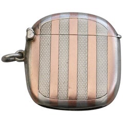 George V Silver & Rose Gold Striped Vesta Case Sampson Mordan & Co, Chester 1916