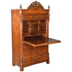 Antique Bureau Desk, French, Escritoire, Oak, 19th Century, circa 1870