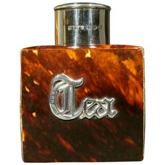 19th Century Sterling Silver & Tortoiseshell Tea Caddy, Hallmarked Chester, 1897