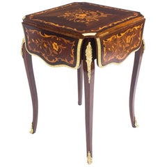 Early 20th Century French Drop-Leaf Ormolu Mounted Marquetry Occasional Table