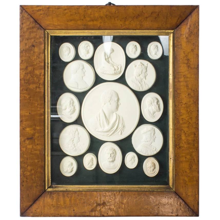 Antique Set of Grand Tour Intaglios Profile Portrait Medallions, 19th Century