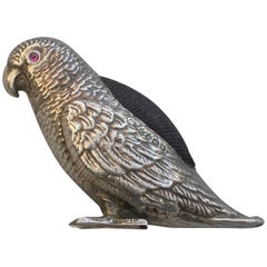 George V Novelty Silver Parrot Pin Cushion by Adie & Lovekin, Birmingham 1922