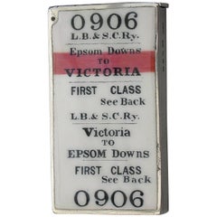 Rare Victorian Silver and Enamel Railway Ticket Vesta Case, 1886