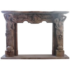 Antique Style Natural Color Fire Surround with Caryatid Supports