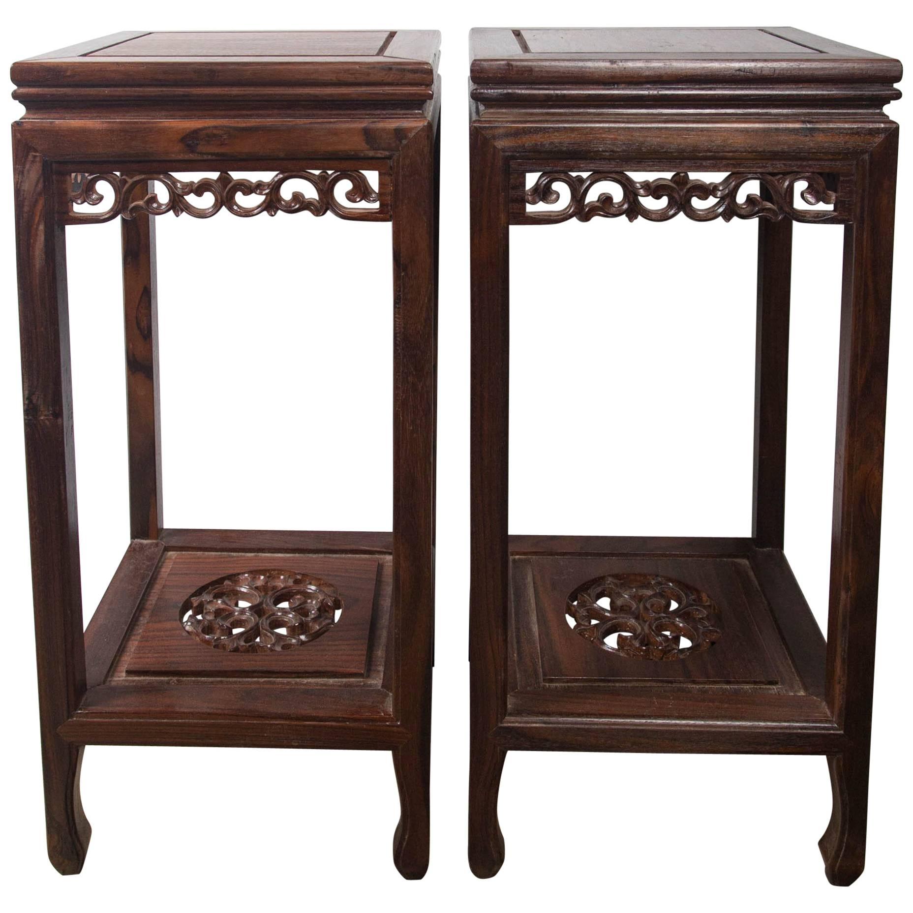 Pair of Chinese Rosewood Stands