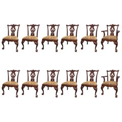 Set of 12 Chippendale Style Dining Chairs