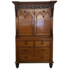 19th Century French Gothic Oak Cabinet