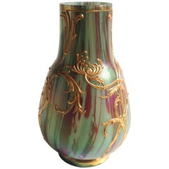 Harrach Art Nouveau Rococo Revival Jaspis Vase