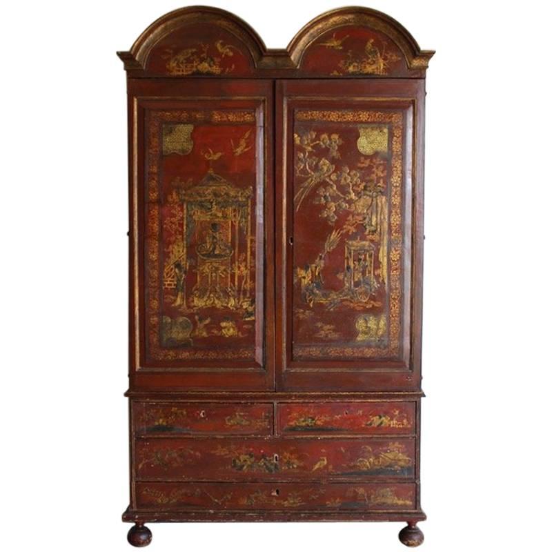 Early 18th Century Portuguese Red Lacquer Cabinet