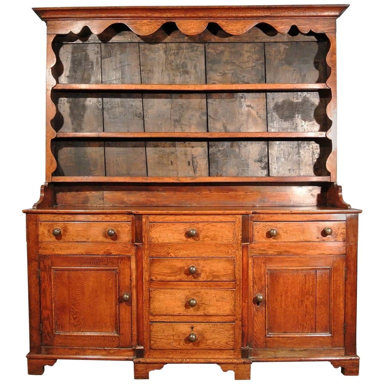 III North Wales Solid Oak and Elm Country Dresser, circa 1810 at