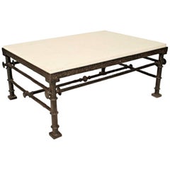 French Modern Bronze and Limestone Coffee Table "Manner of Alberto Giacometti"