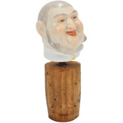 Antike Meissen Porcelain Figural Weinflasche Stopper oder Korken Dekoration