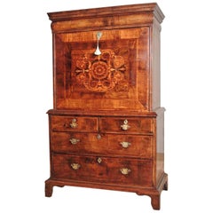 Used Rare Early Walnut and Marquetry Scriptor Escritoire, circa 1715