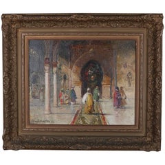 Persische Öl auf Leinwand Gemälde von Moschee Szene von Douglas Arthur Teed Datiert 1913