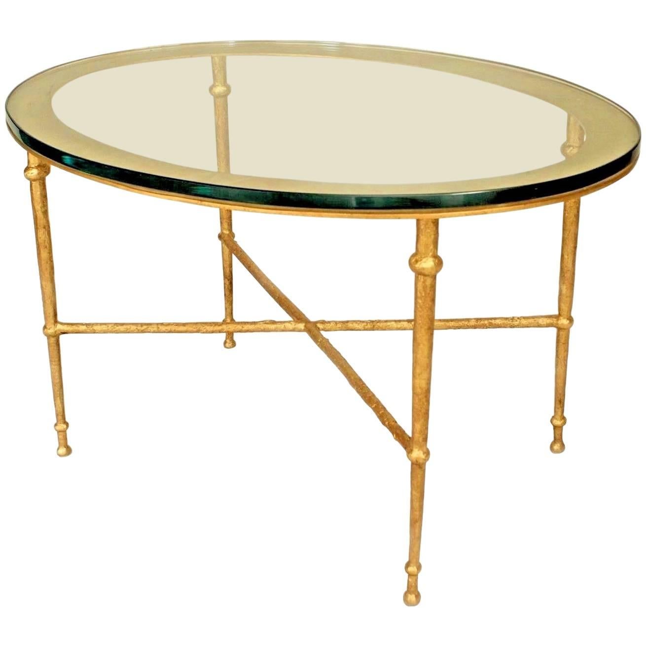 Postwar Design ‘Giacometti Style’ Gilt Bronze Patina Oval Coffee Table
