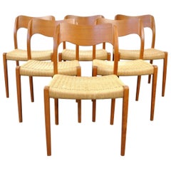 Arne Hovmand-Olsen Model #71 Teak Dining Chairs for J.L. Moller