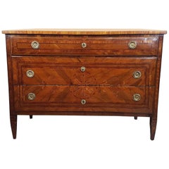 18th Century Italian Louis XVI Inlaid Wood Chest of Drawers