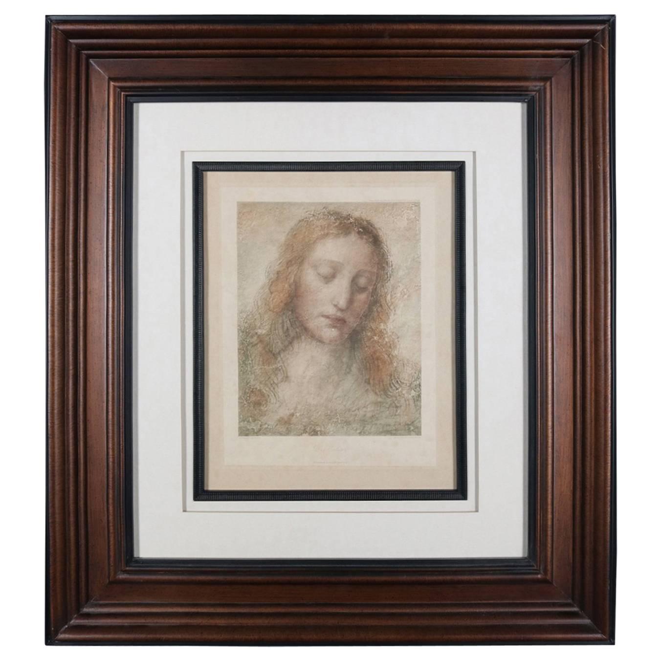 Contemporary Framed Print "The Redeemer" After Leonardo Da Vinci, 20th Century