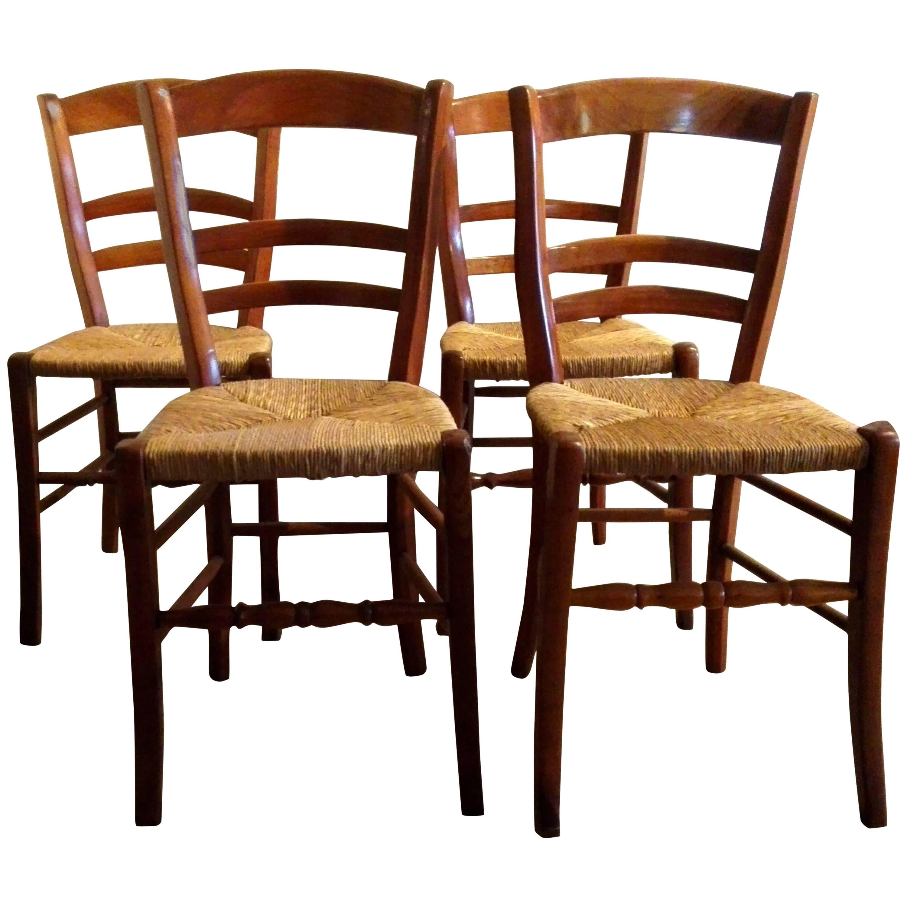 19th Century Country House Solid Cherry Chairs Set of Four For Sale